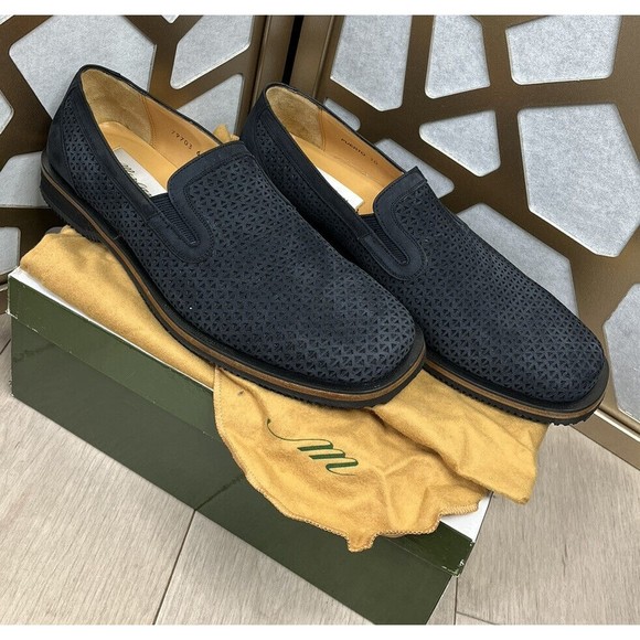 Mezlan Loafer Slip On Casual Dress Shoes Men Sz 10 Perforated Suede Leather main image 6